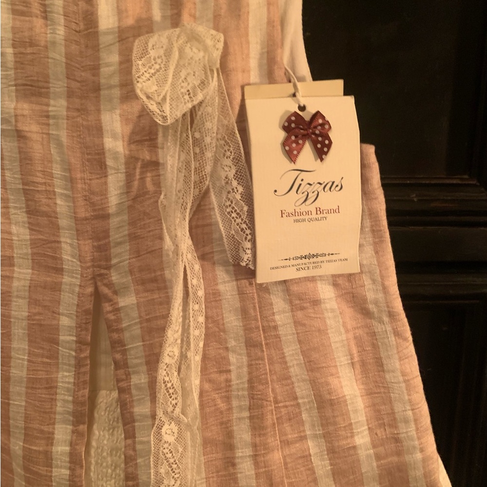 Striped Pink and White Kids Casual Dress - Picture 3 of 4